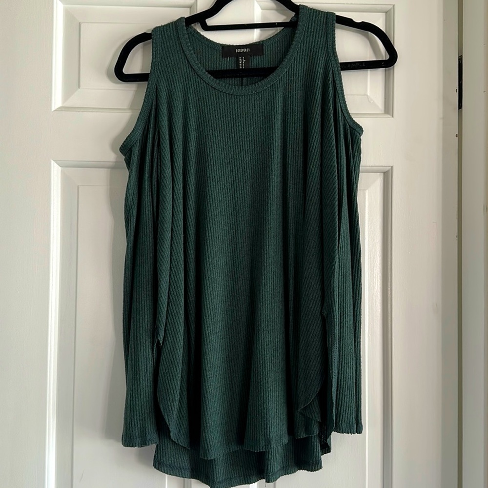 Forever 21 Open Shoulder Ribbed Long sleeve top